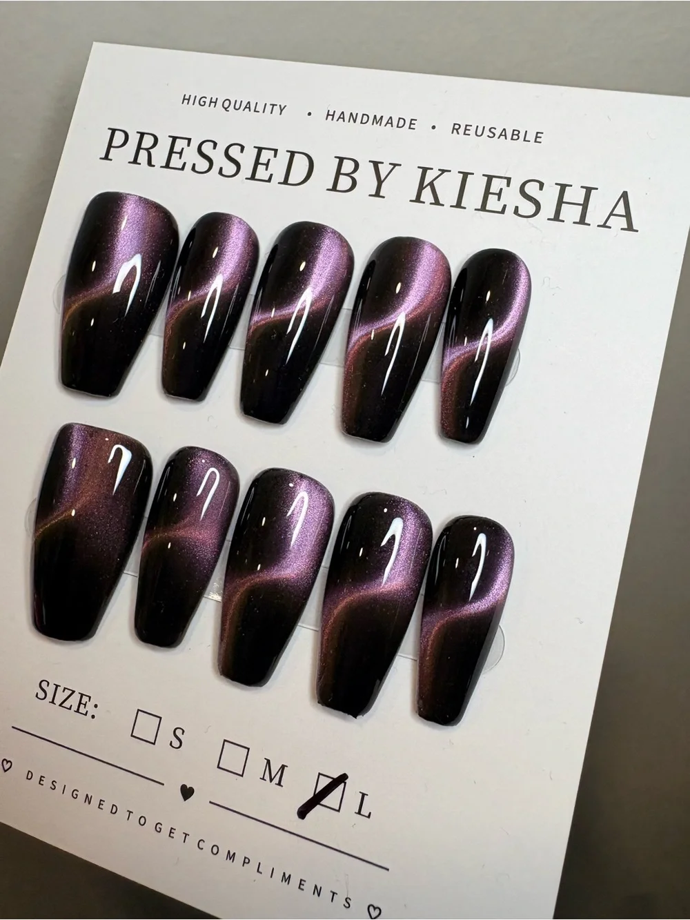 Iridescent Purple Cat Eye Press-On Nails